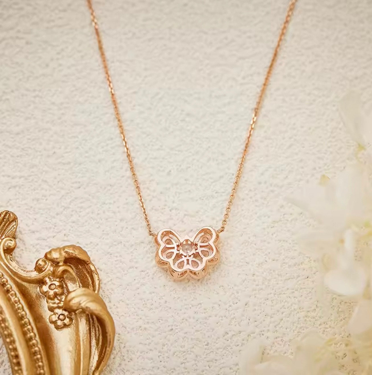 Butterfly Sparkle - Rose Gold Necklace & Earrings