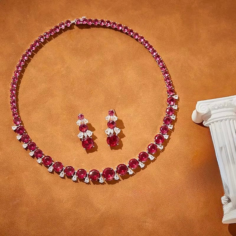 Ruby Radiance -  Set of Necklace & Earrings