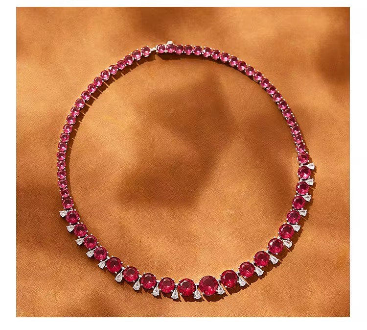 Ruby Radiance -  Set of Necklace & Earrings