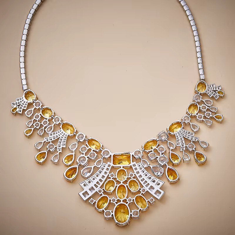 Golden Cascade - Set of Necklace & Earrings