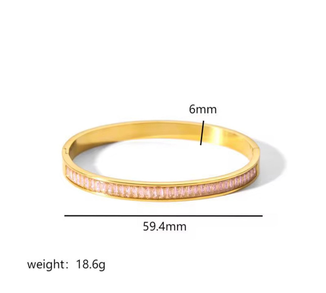 Pink Stone Line Bangle