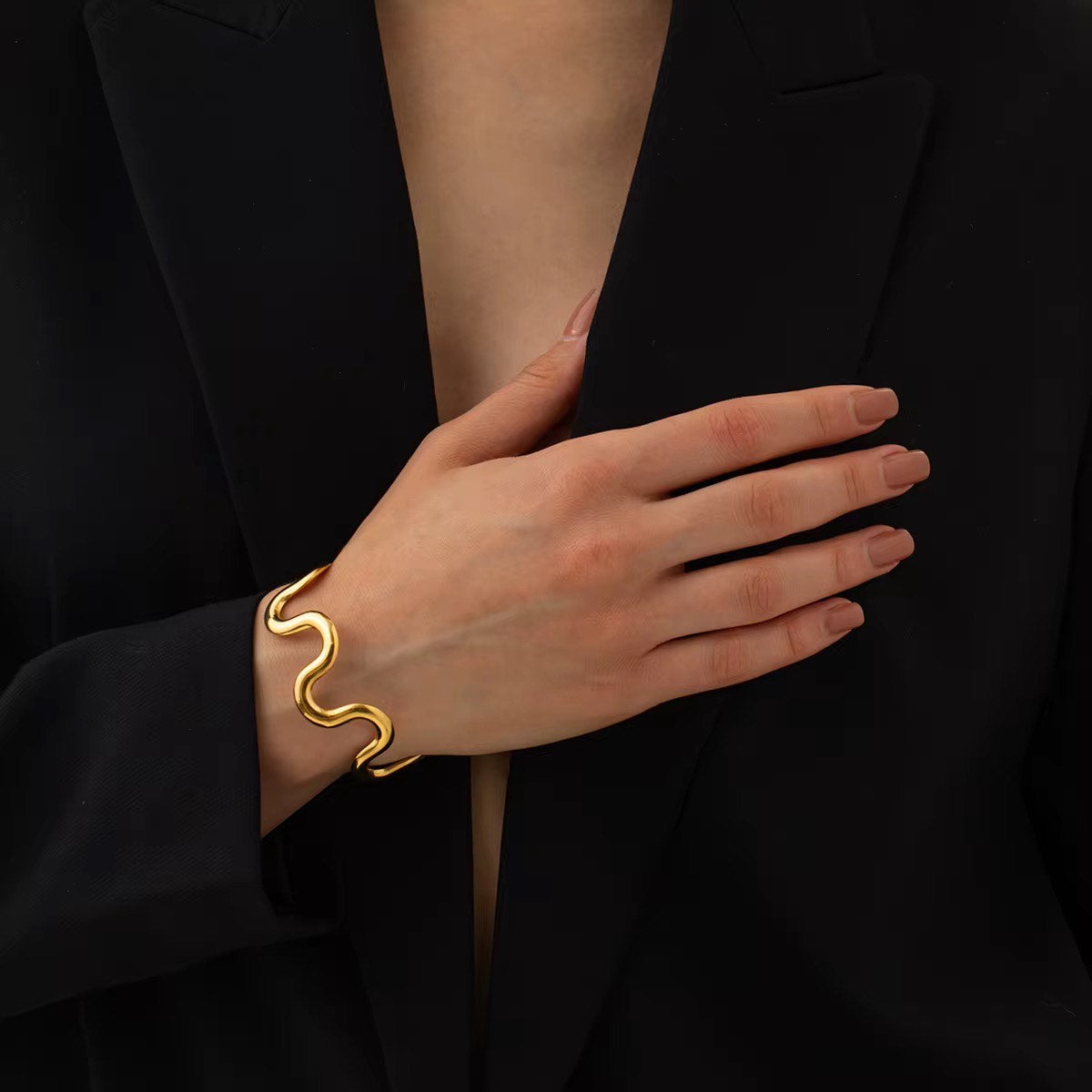 Golden Wave Cuff Bangle