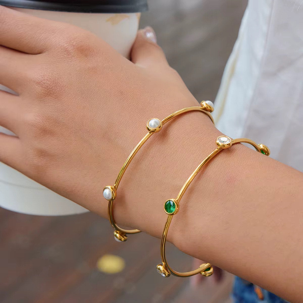 Icy Emerald Bangle -Icy Emerald Zircon
