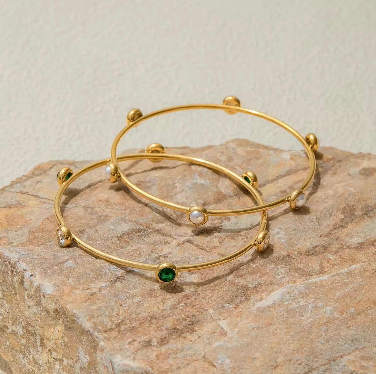 Icy Emerald Bangle -Icy Emerald Zircon