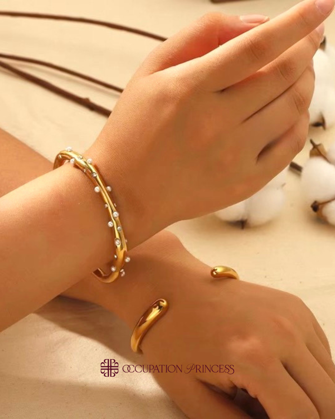 Pearl Studded Open Bangle