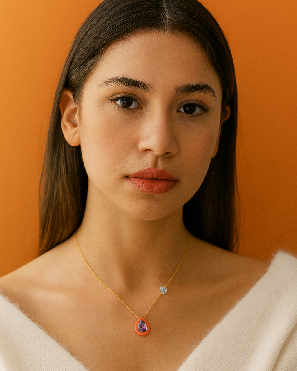 Pop Drop Trio- Sunset Orange Necklace