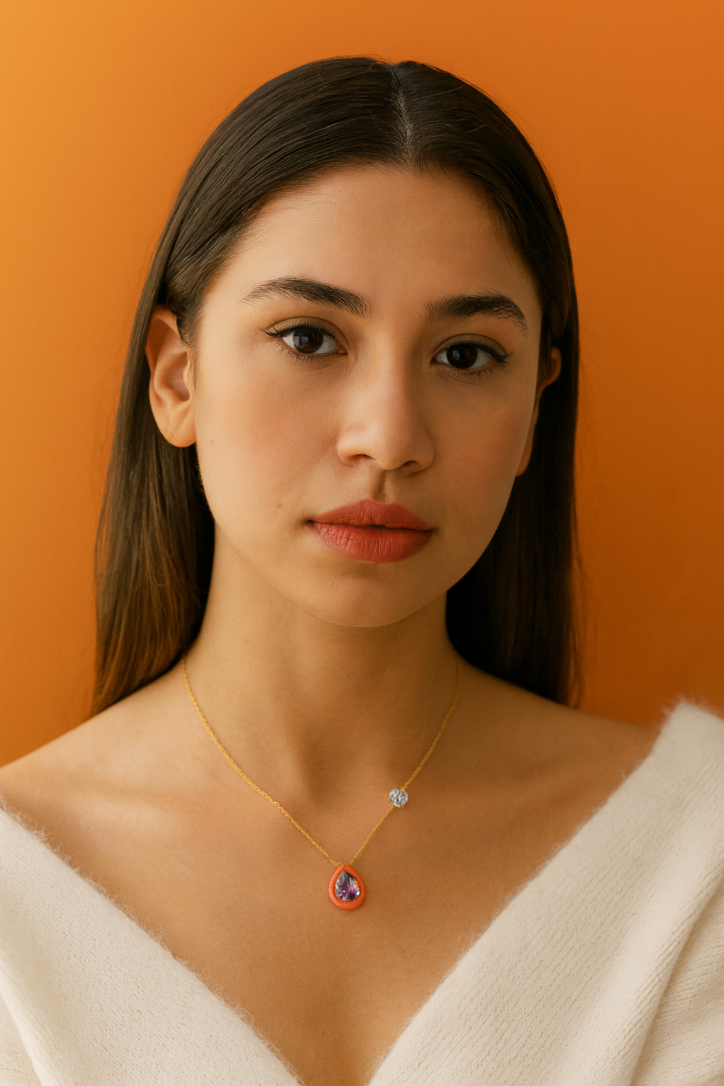 Pop Drop Trio- Sunset Orange Necklace