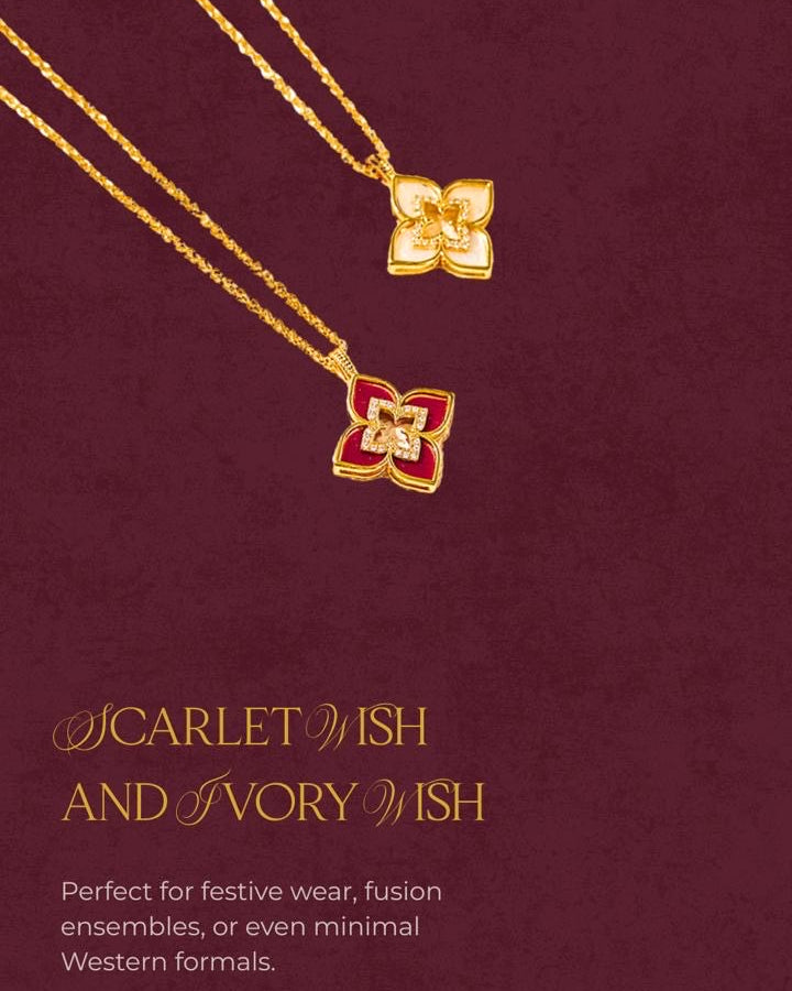 Ivory Wish - Chain with Pendant & Earrings