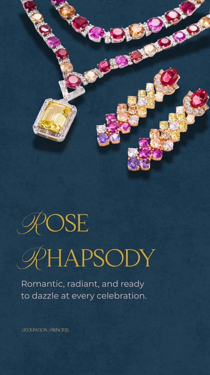 Rose Rhapsody - Set of Necklace, Earrings & Bangle