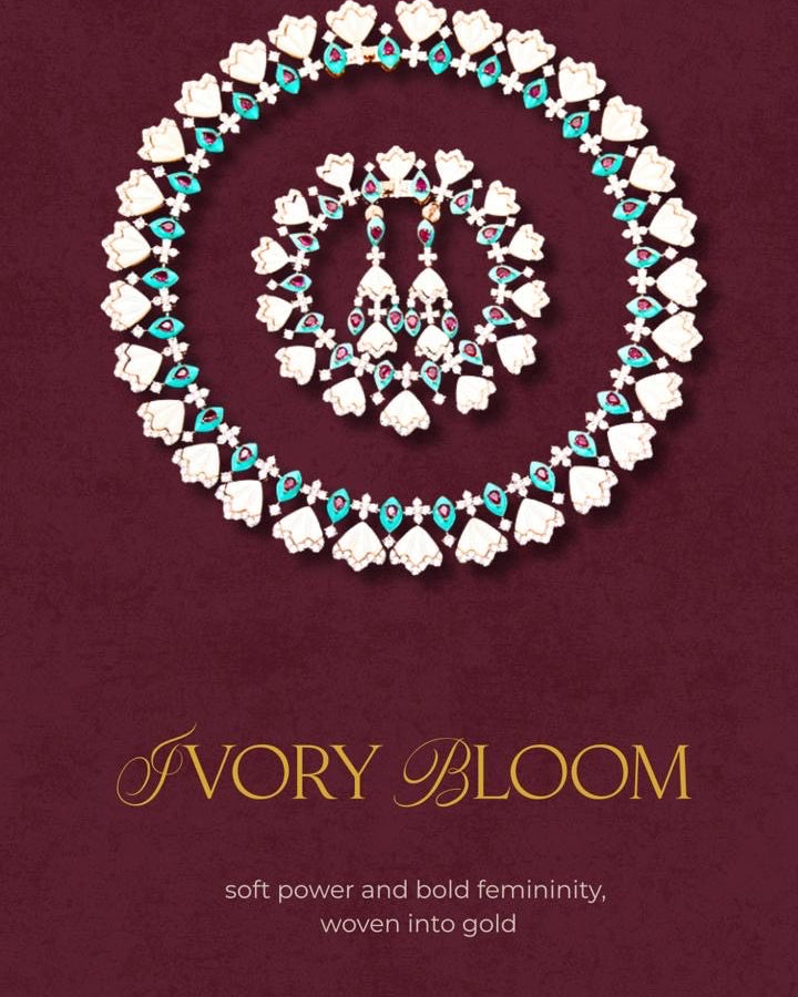 Ivory Bloom - Set of Necklace, Earrings & Bracelet