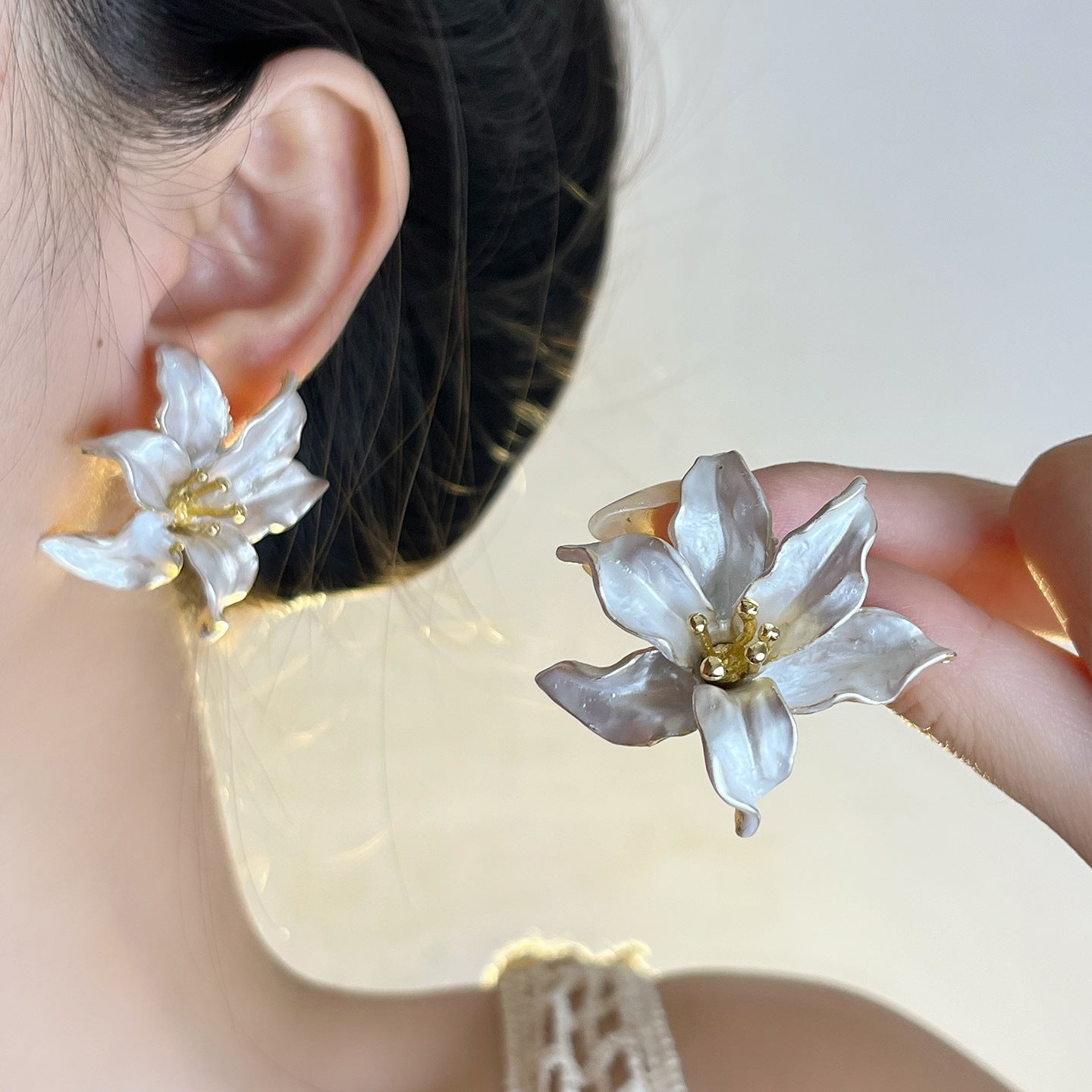 White Blossom Earrings