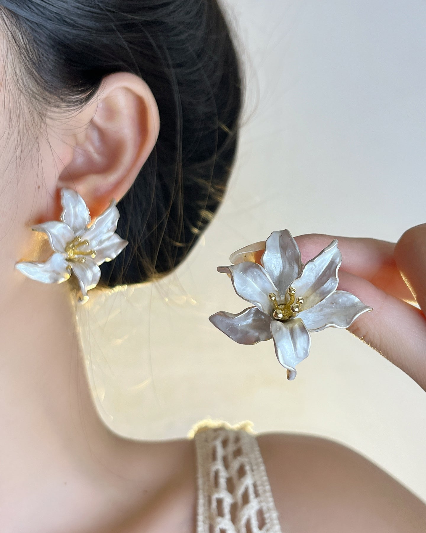 White Blossom Earrings