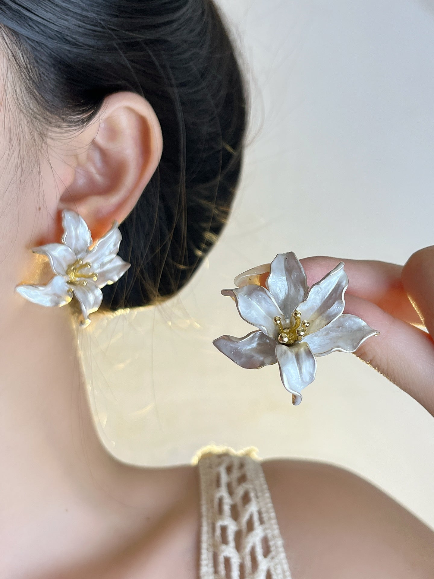 White Blossom Earrings