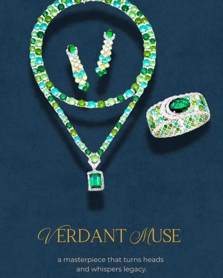 Verdant Muse - Set of Necklace, Earrings & Bangle