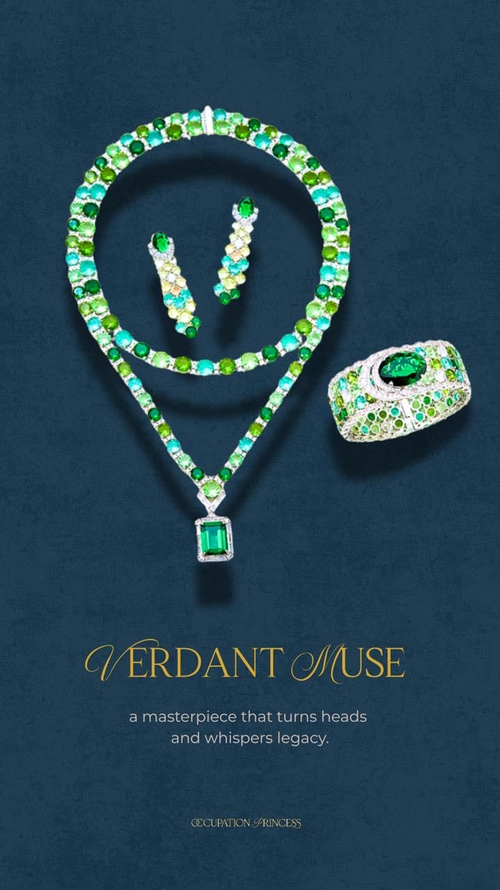 Verdant Muse - Set of Necklace, Earrings & Bangle